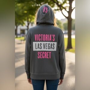 Victoria’s Secret rhinestone Las Vegas gray zip up hoodie